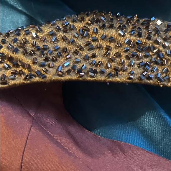 100% silk gold beaded sequined Mike Benet size UK 8 or us 4 & Gold knot headband - Picture 13 of 13